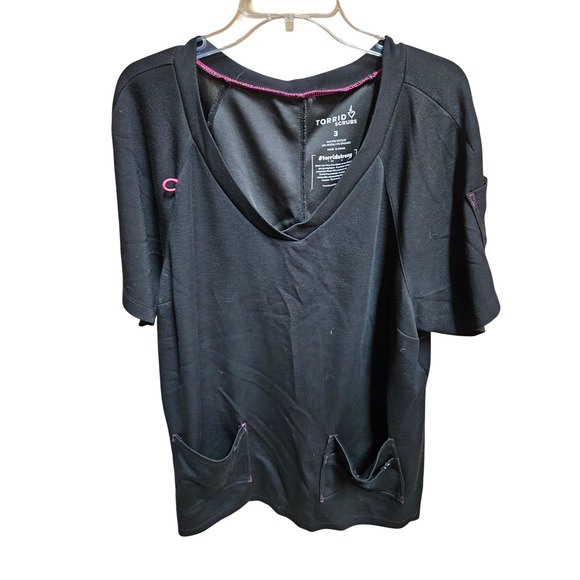 torrid Tops - Torrid Scrubs Black V-Neck Top 3 Short Sleeve Plus Size Work Wear Pockets